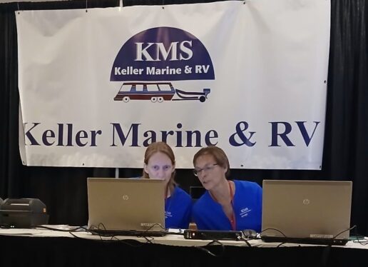 A photo of check-in from a previous year at the Keller Marine & RV Distributor Show.