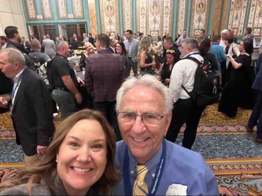 A photo of PRVN's Nicole Schantz and Eric Holman at the group's 2025 Fall Member Meeting.