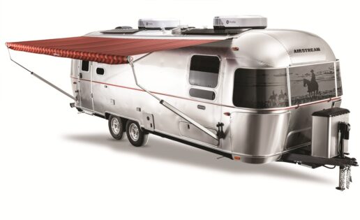 A picture of the exterior of the Airstream Stetson + 6666 Special Edition travel trailer.