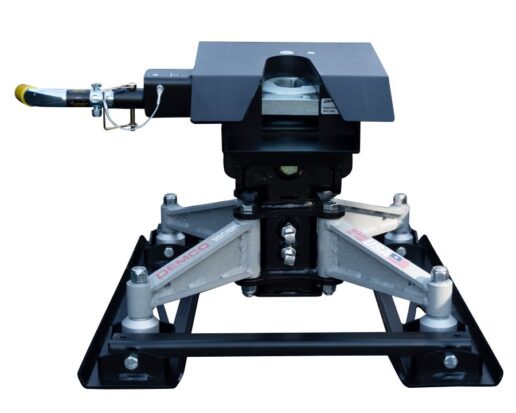 The Demco Stealth foldable fifth wheel hitch.