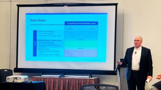John Spader presents on RV dealership trends at the 2025 RVDA Convention in Las Vegas.
