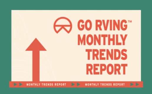 A cover graphic for the January Go RVing Monthly Trends report.
