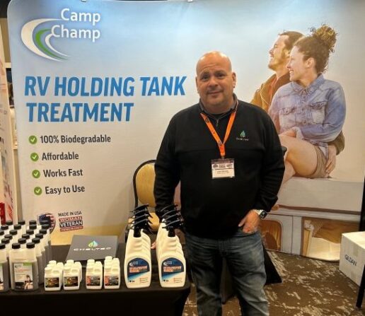 A photo of Cheltec's Jason Marquez at the 2025 Keller Marine & RV Expo.