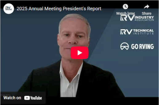 A picture of RVIA President and CEO Craig Kirby delivering the president's report during the 2025 RVIA Annual Meeting.