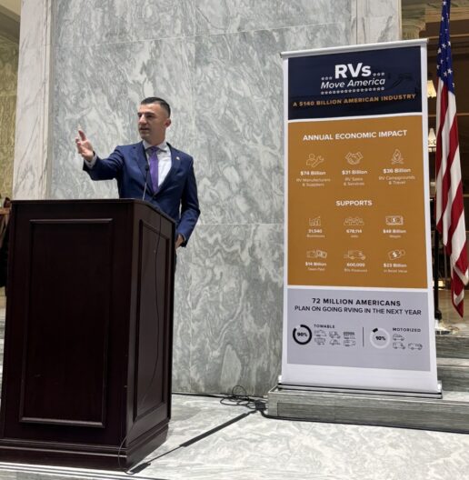 Indiana Congressman Rudy Yakam speaks at the RVIA reception on capitol hill.