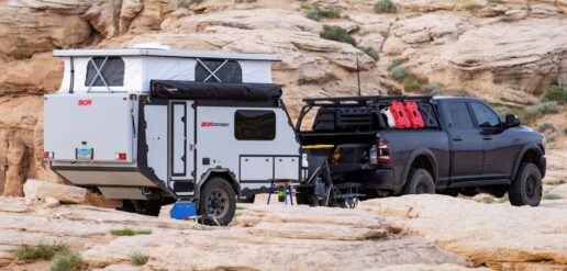 A photo of an AOR Odyssey trailer in the wild.