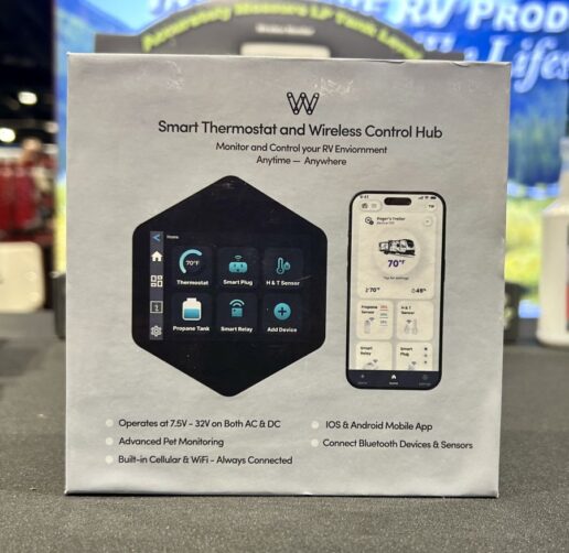 A photo of AP Products' new WalTech Universal Smart Thermostat and Wireless Control Hub packaging.