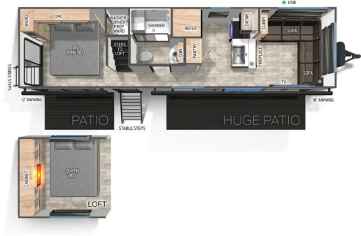 A floorplan for the Cherokee Timberwolf 27MDK.