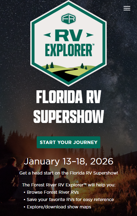 A screenshot of the new Forest River RV Explorer App.