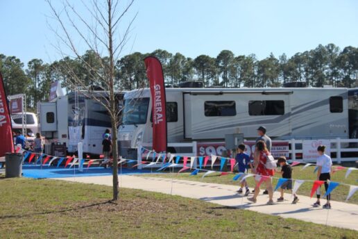 A photo of RVs and attendees at the Jacksonville RV MegaShow.