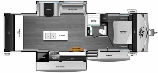 The floorplan for the Open Range Range Lite 280MKI.
