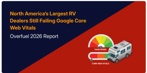 A graphic for Overfuel's study on RV dealership websites.