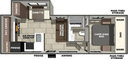 The floorplan for the Prime Time RV Tracer 248RE.