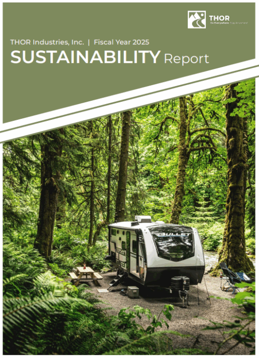 The cover image of Thor Industries' 2025 Sustainability Report.