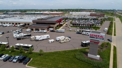 An aerial view of General RV's Assembly Park location.