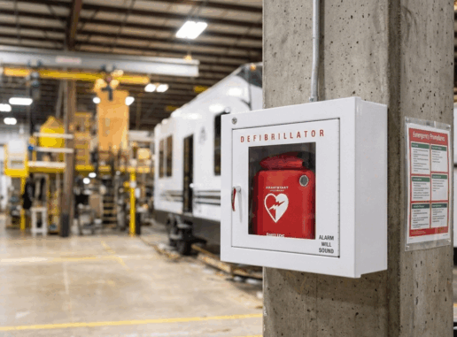 Forest River, Inc. said it is in the process of installing automated external defibrillators (AEDs) in 120 of its facilities. The RV manufacturer said each of the AED-equipped facilities will have at least one employee certified in AED and CPR response.