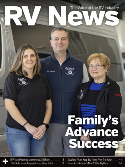 The March 2026 cover of the digital edition of RV News magazine