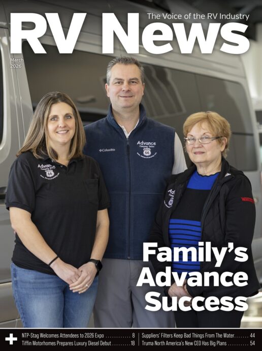 The March 2026 cover of the digital edition of RV News magazine