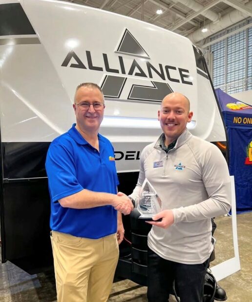Wilkins RV named Alliance RV sales representative Jake Daniels the dealership’s 2025 manufacturing sales rep of the year.