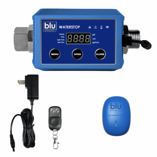 Michigan-based water purification company Blu Technology has released a remote-controlled device that automatically shuts off water supply when a leak is detected.