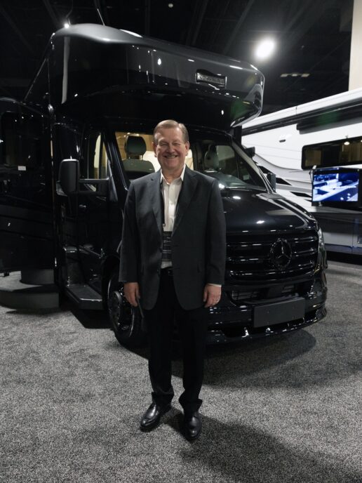 Newmar Kevin Erdman Type C Product Marketing Manager with 2027 Freedom Aire 2512.