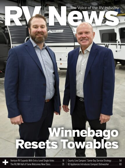 The April 2026 cover of the digital edition of RV News magazine