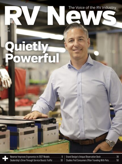 The May 2026 cover of the digital edition of RV News magazine